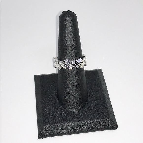 Solid 925 Silver and Cubic Zirconium Bubble Ring - Picture 5 of 6